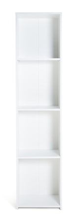 Home Malibu Narrow Bookcase - White | Bookshelf Storage Cabinet for Living Room