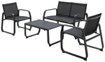 Home Trelew 4 Seater Metal Patio set - Black | Weather-resistant patio set