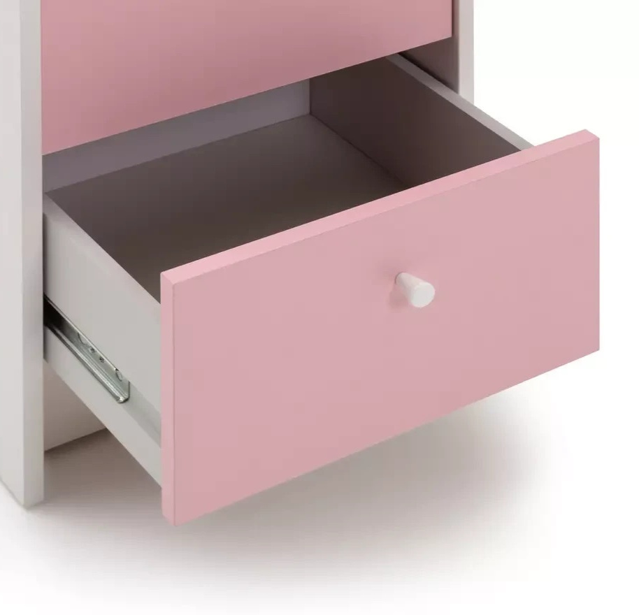 Home Kids Malibu 3 Drawers Desk - Pink & White | Sturdy Computer Desk Modern