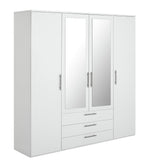 Brisbane 4 Door 3 Drawer Mirror Wardrobe - White |Spacious Clothing Organization