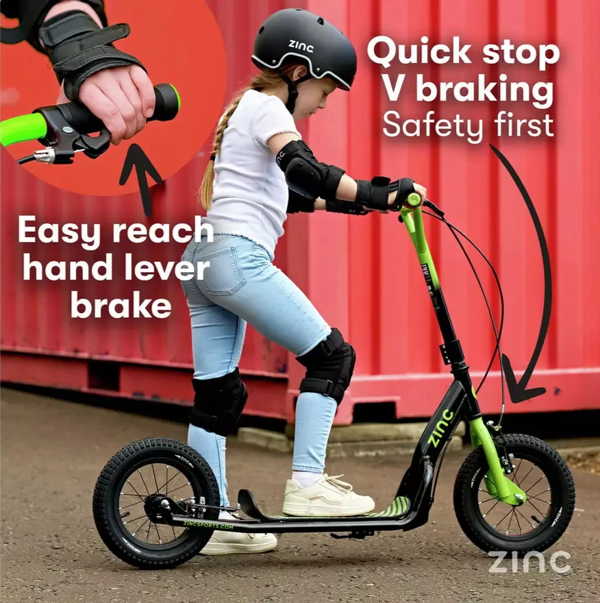Zinc Radikal 12 Inch Kids BMX Scooter Green | Children’s Push Scooter Outdoor