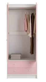 Kids Malibu 2 Door 2 Drawer Wardrobe-Pink & White | Playful Room Design