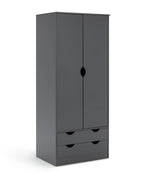 Pagnell 2 Door 2 Drawer Wardrobe - Grey | compact wardrobe