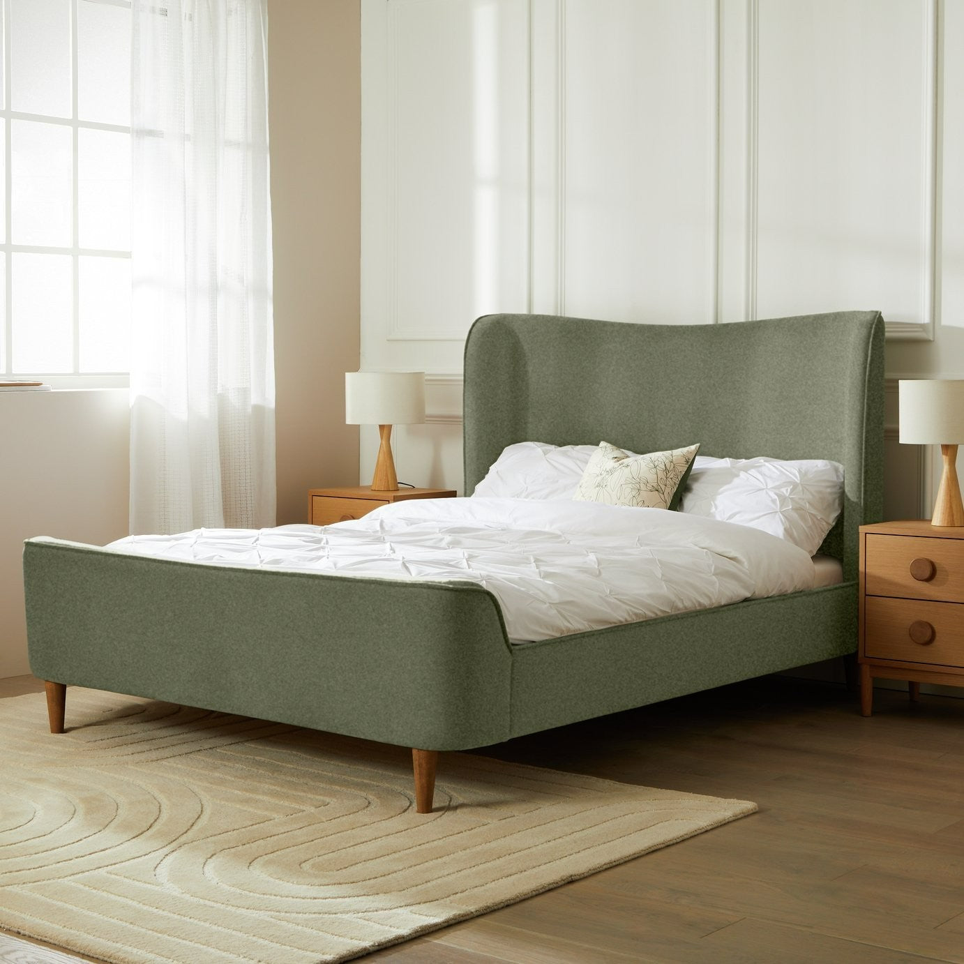 Betty Kingsize Bed Frame - Green | Luxurious Upholstered Design