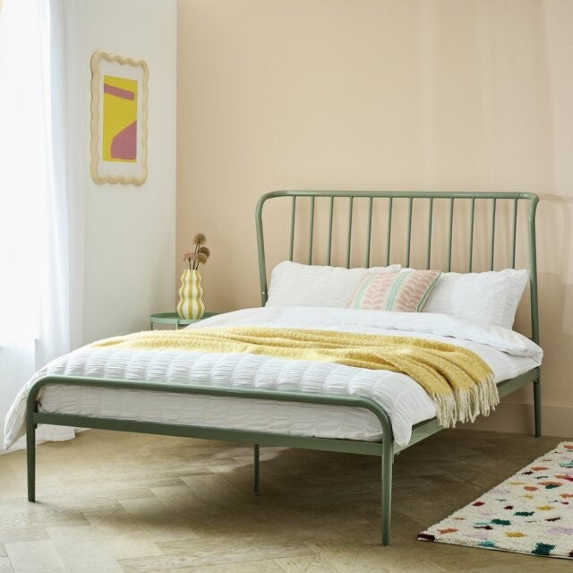 Kanso Small Double Metal Bed Frame Sage Green | Modern Bedroom Furniture Bed