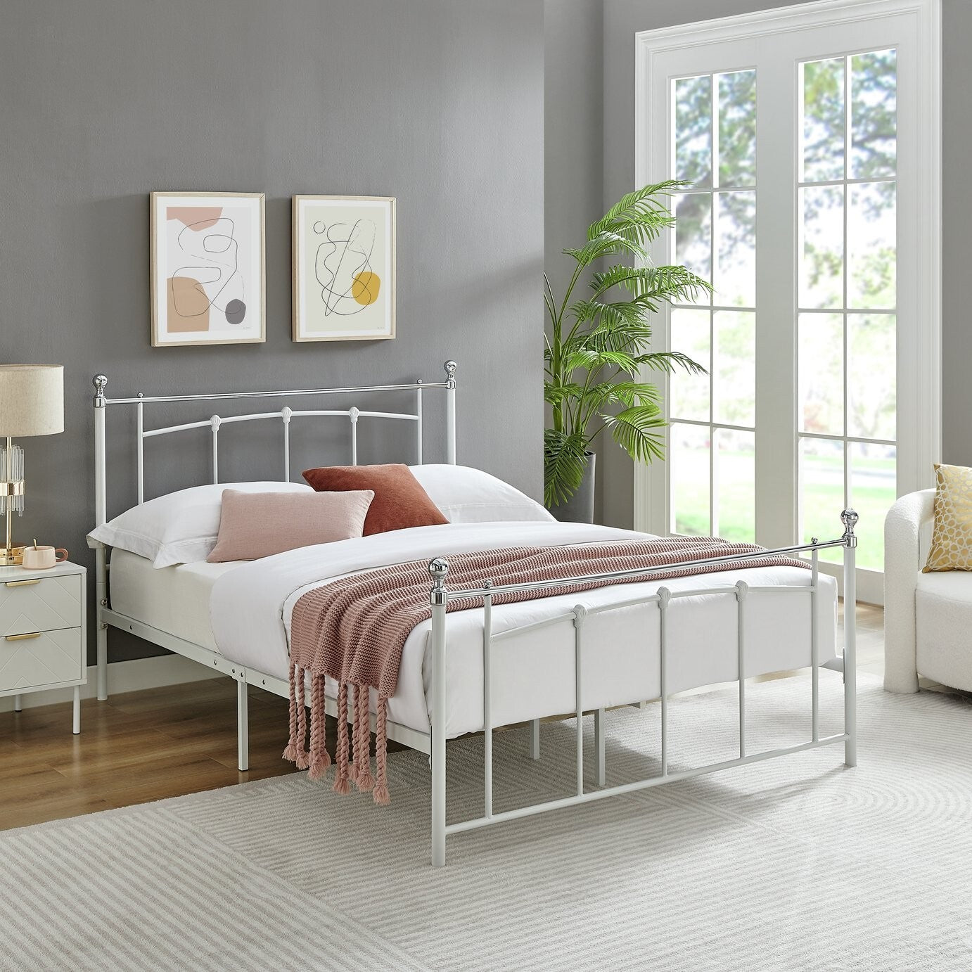 Yani Kingsize Metal Bed Frame - White
