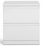 Home Jenson 2 Drawer Bedside Table - White Gloss | Bedroom Storage Nightstand