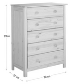 Home Scandinavia 5 Drawer Chest Pine | Bedroom Storage Solid Furniture Unit