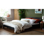 Akio Small Double Wooden Platform Bed Frame- Black | Japanese style bed frame