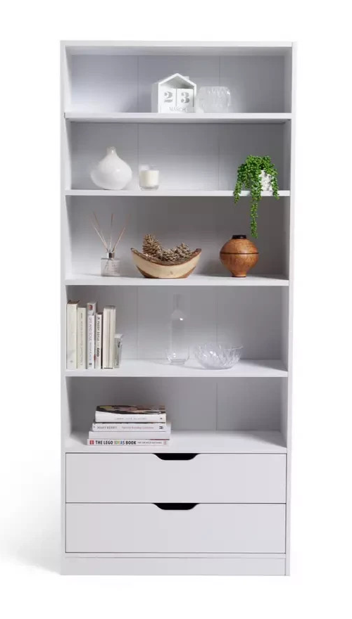 Compton 2 Drawer Bookcase - White (B Grade)