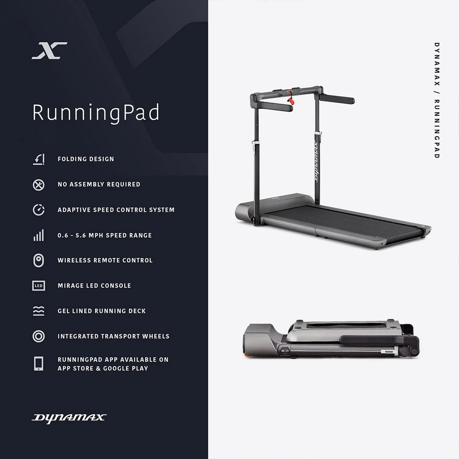 Dynamax RunningPad Folding Treadmill | Compact Home Fitness Equipment Treadmill