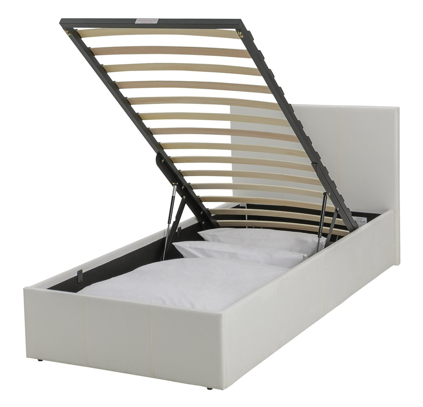 Home Lavendon Single End Lift Ottoman Bed - White | Modern Space-Saving Bed