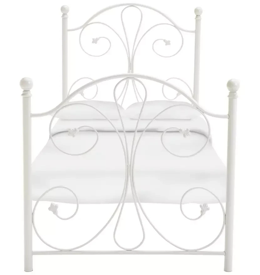 Home Marietta Single Metal Bed Frame White | Modern Bedroom Bed Frame Furniture