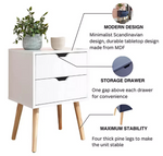 GFW Nyborg 2 Drawer Bedside Table White | Bedroom Nightstand Storage Furniture
