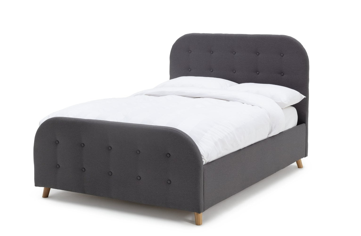 Ashby Ottoman Double Fabric Bed Frame - Grey | Soft Upholstered Comfort Bed