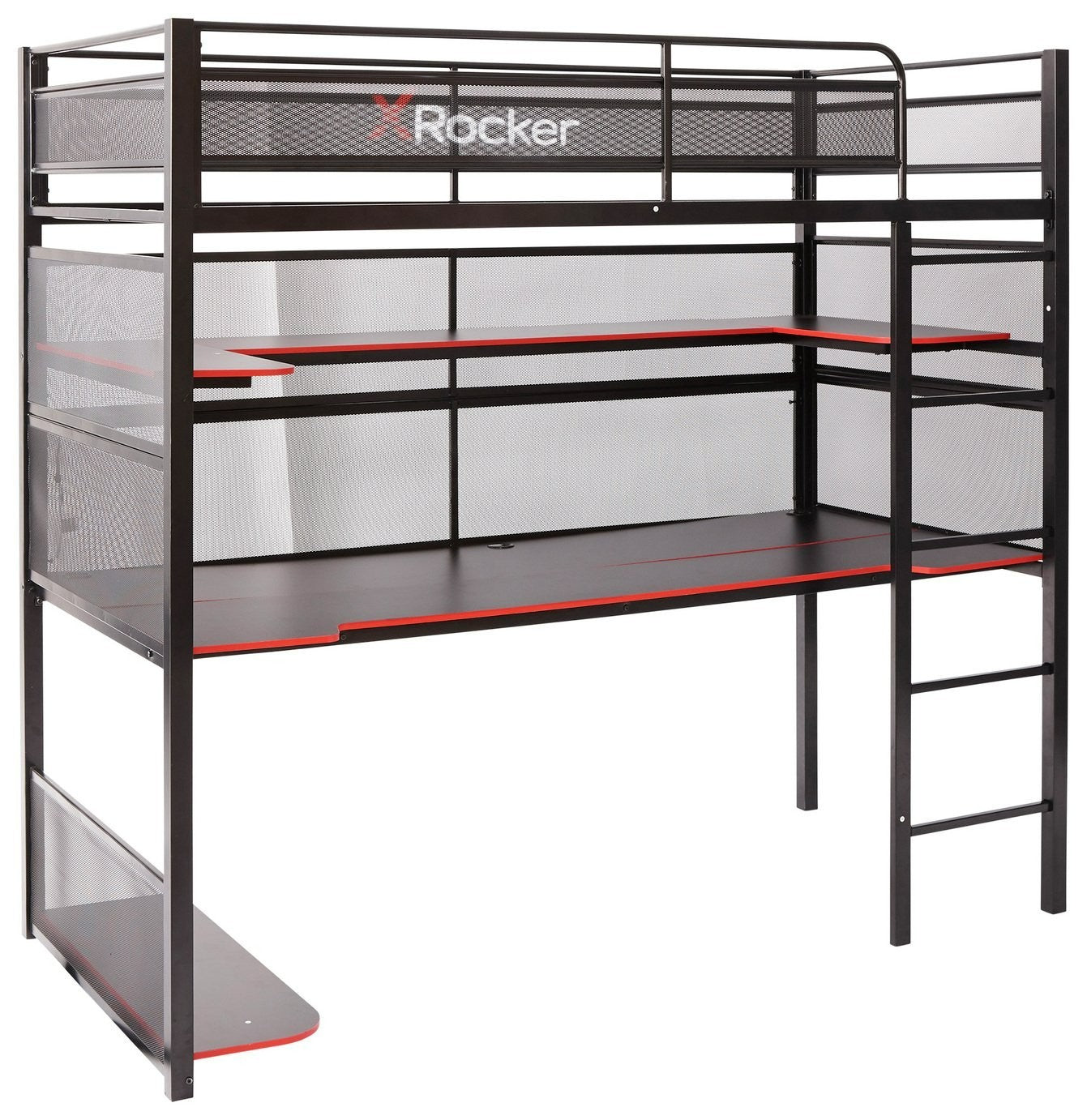 X Rocker Battle High Sleeper Gaming with XL Gaming Desk | Modern Teen Interior