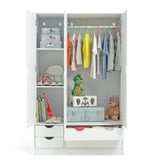 Kids Pagnell 3 Door 4 Drawer Wardrobe - White | large kids wardrobe