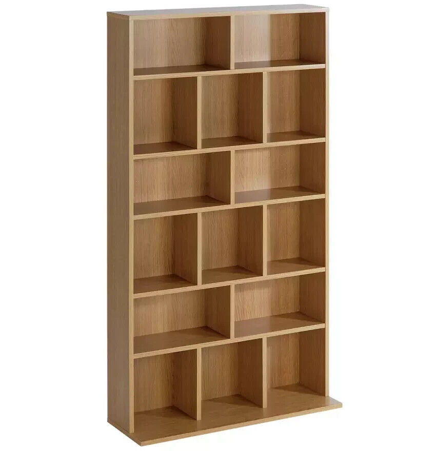 Wide CD and DVD Unit - Oak Effect | Oak Media Storage Shelf Rack for CDs & DVDs