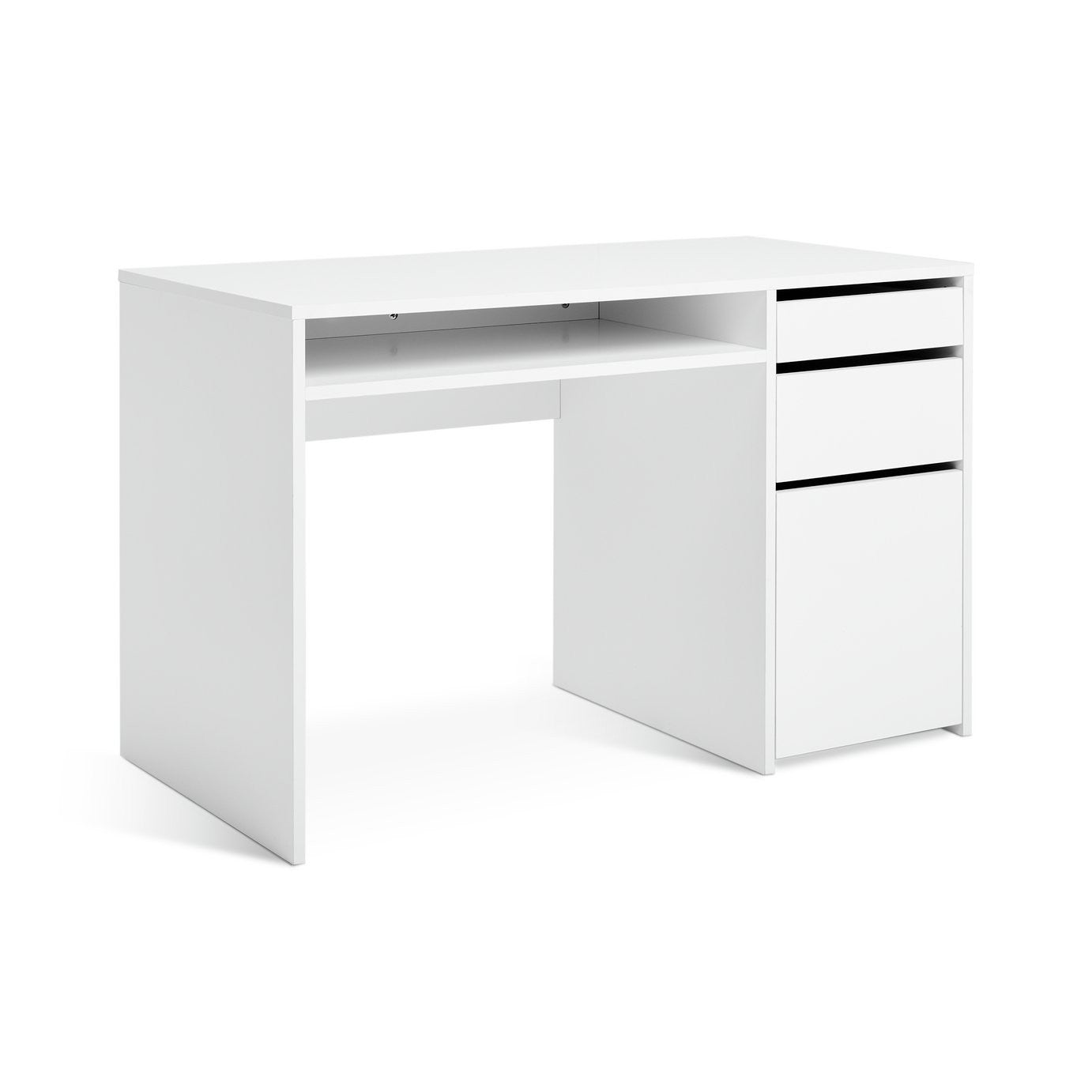 Home Pepper 2 Drawer Pedestal Office Desk - White | Modern Computer Workstation