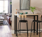 Habitat Zayn Wood Effect Bar Table & 2 Black Chairs