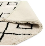 Diamond Tufted Cream & Black Rug 120x170cm | Modern Living Room Floor Rug Carpet
