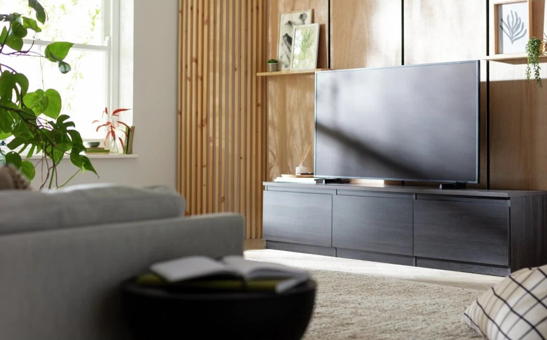 Jenson 3 Door TV Unit Black Brown | Modern Living Room Entertainment Cabinet