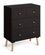 Otto 4 Drawer Chest Black | Bedroom Storage Chest of Drawers Furniture