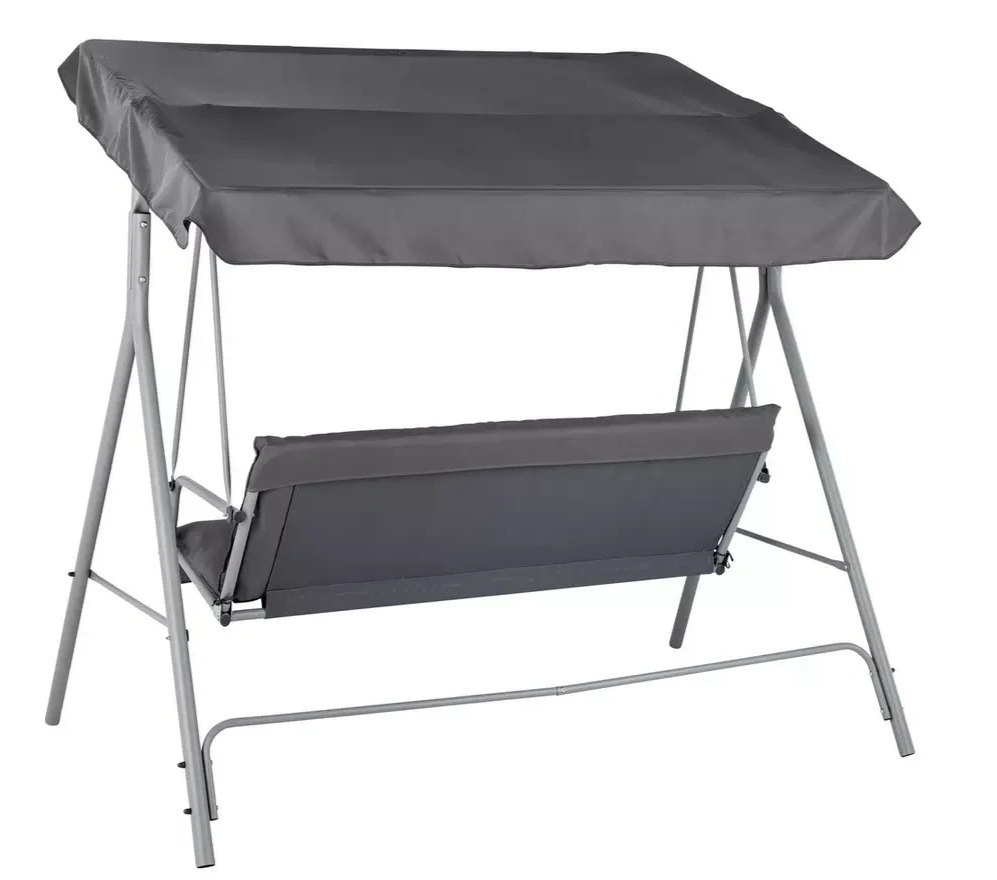 Home 3 Seater Metal Garden Swing Chair Grey | Outdoor Patio Swing Seat Furniture