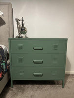 Stevie 3 Drawer Chest Green | Bedroom Storage Chest of Drawers Furniture