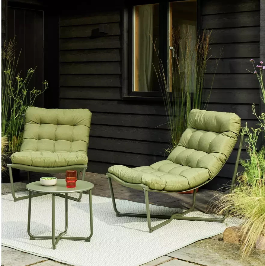Scoop 2 Seater Metal Garden Bistro Set Green | Outdoor Patio Furniture Set