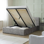 Home Heathdon Kingsize End Lift Ottoman Bed - Silver | Convenient Bed Storage