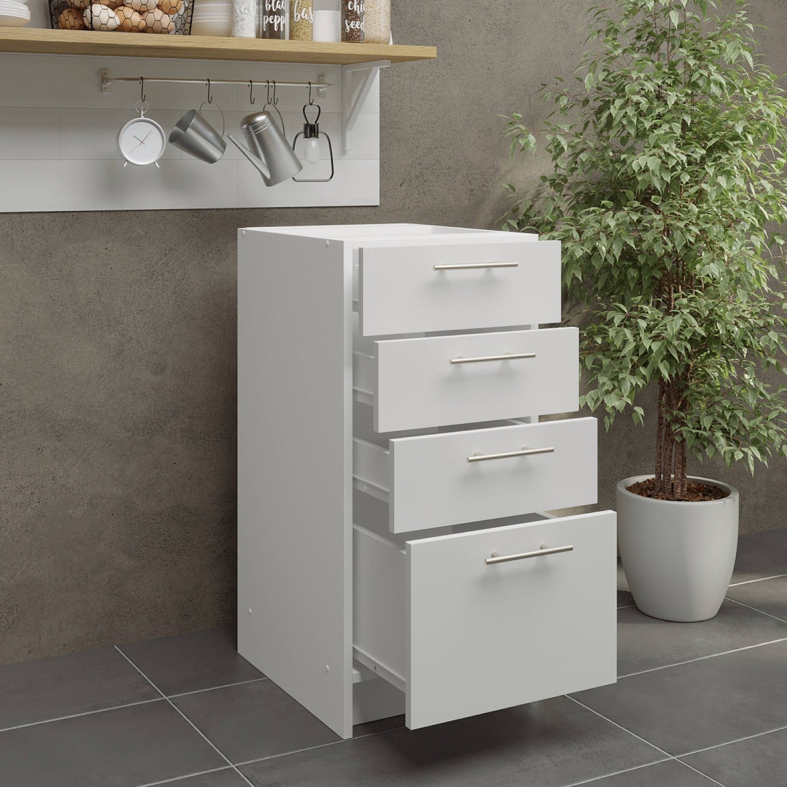 JD Greta Fixed Height Kitchen Drawer Unit 400mm - White Matt A-