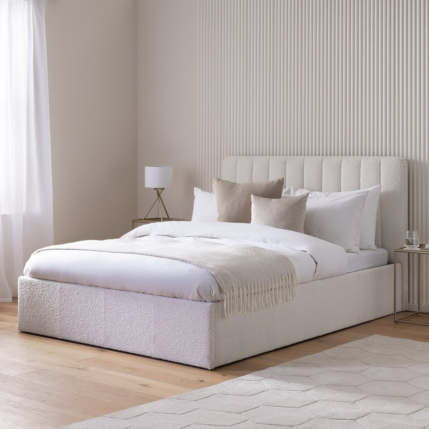 Home Pandora Double End Lift Ottoman Bed - White | Luxury Bedroom Upgrade