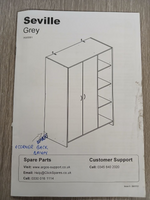 Home Seville 2 Dr Open Shelf Wardrobe -Grey Oak Effect (B Grade 1111.)