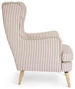 Callie Fabric Wingback Chair - Natural Stripe | Elegant Living Room Style