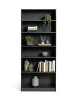 Maine 6 Shelf Bookcase - Shelving Storage Unit Display Cabinet - Black