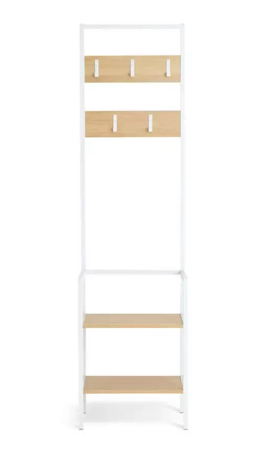 Flindor Hallway Tree Oak | Hallway Coat Rack Shoe Storage Furniture