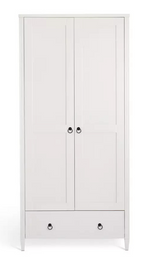 Lucie 2 Door 1 Drawer Wardrobe - Off White (B GRADE 1074.)