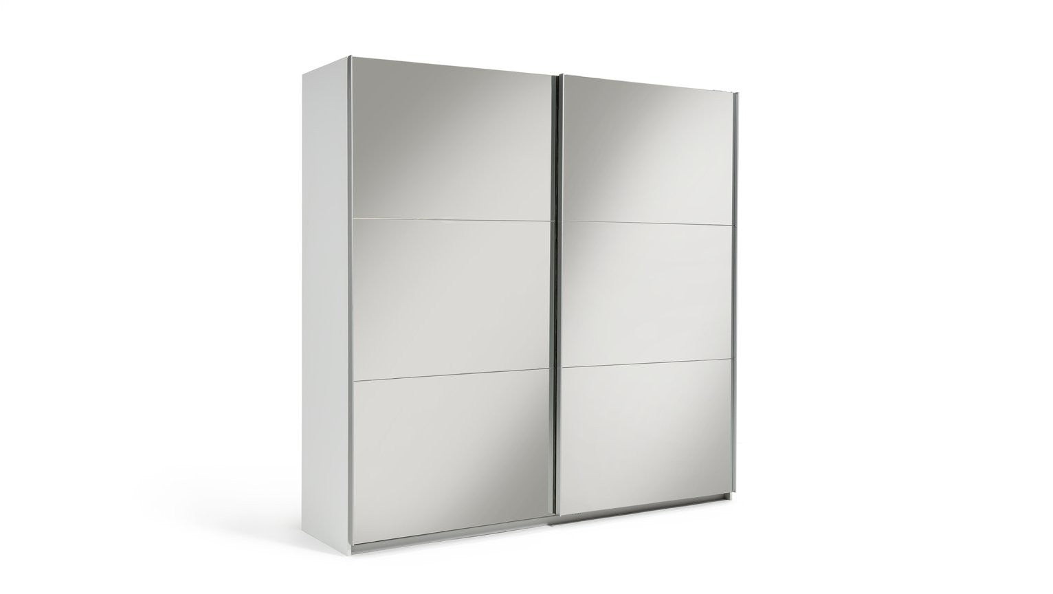 Holsted Mirrored 200cm Sliding Wardrobe - White | High Shine Finish