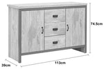 GFW Boston 2 Door 3 Drawer Sideboard - Grey | Modern Living Storage