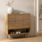Habitat Nantes 3 Door Shoe Storage Cabinet - Oak | Oak Shoe Cupboard Hallway