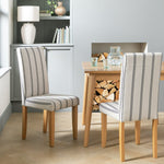 Midback Pair of Stripe Dining Chair- White & Blue | Cozy Fabric Comfort