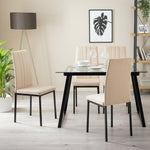 Home Tyrus Glass Dining Table & 4 Natural Chairs | Kitchen Dining Room Furniture
