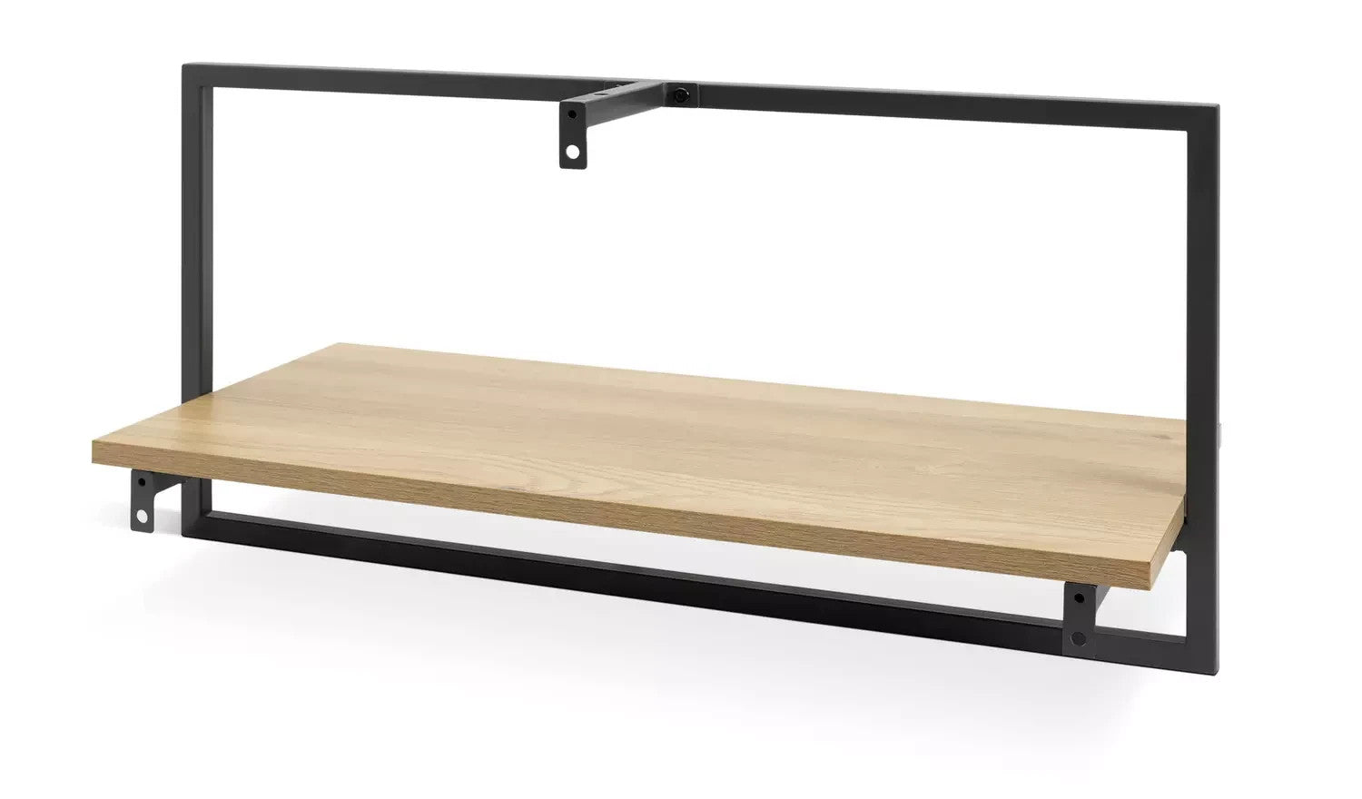 Home Loft Living Set of 2 Metal Shelves Oak | Wall Mounted Storage Shelving Furn