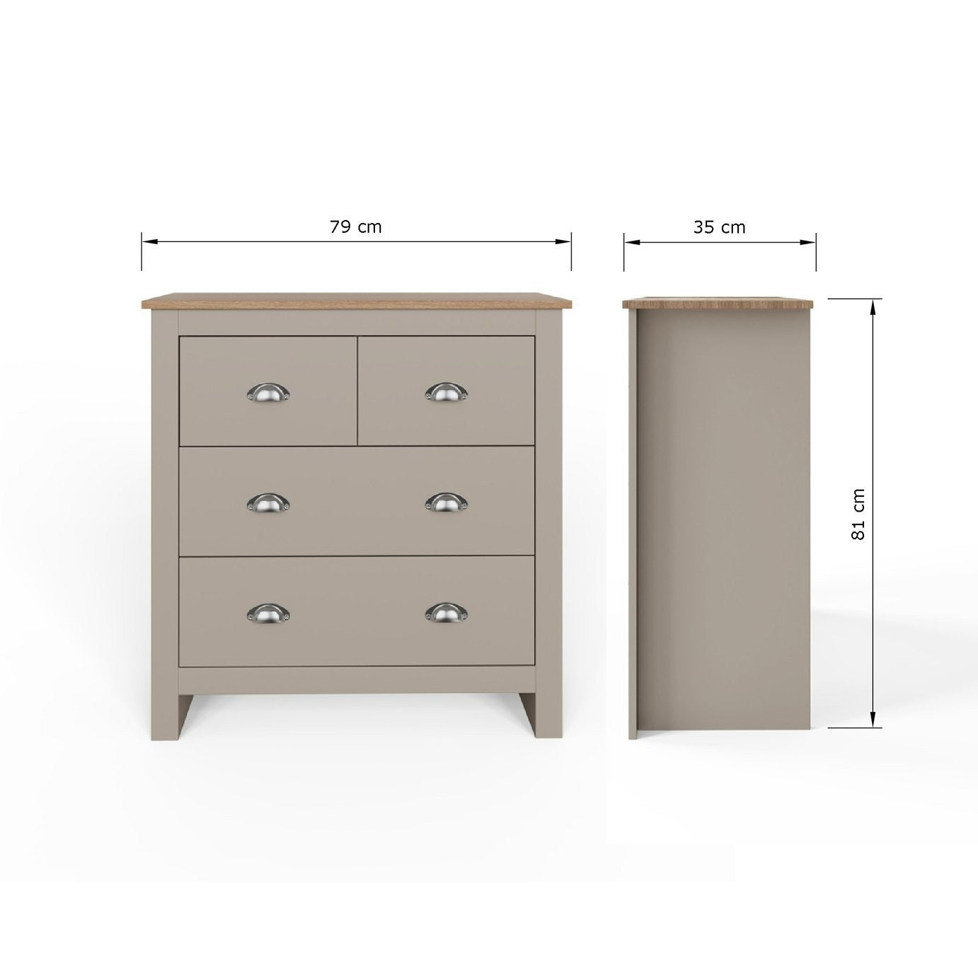 GFW Lancaster 4 Drawer Chest - Grey | First-class Style Storage