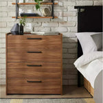 Oldham Wide 4 Drawer Chest - Walnut | Space-saving Bedroom Storage