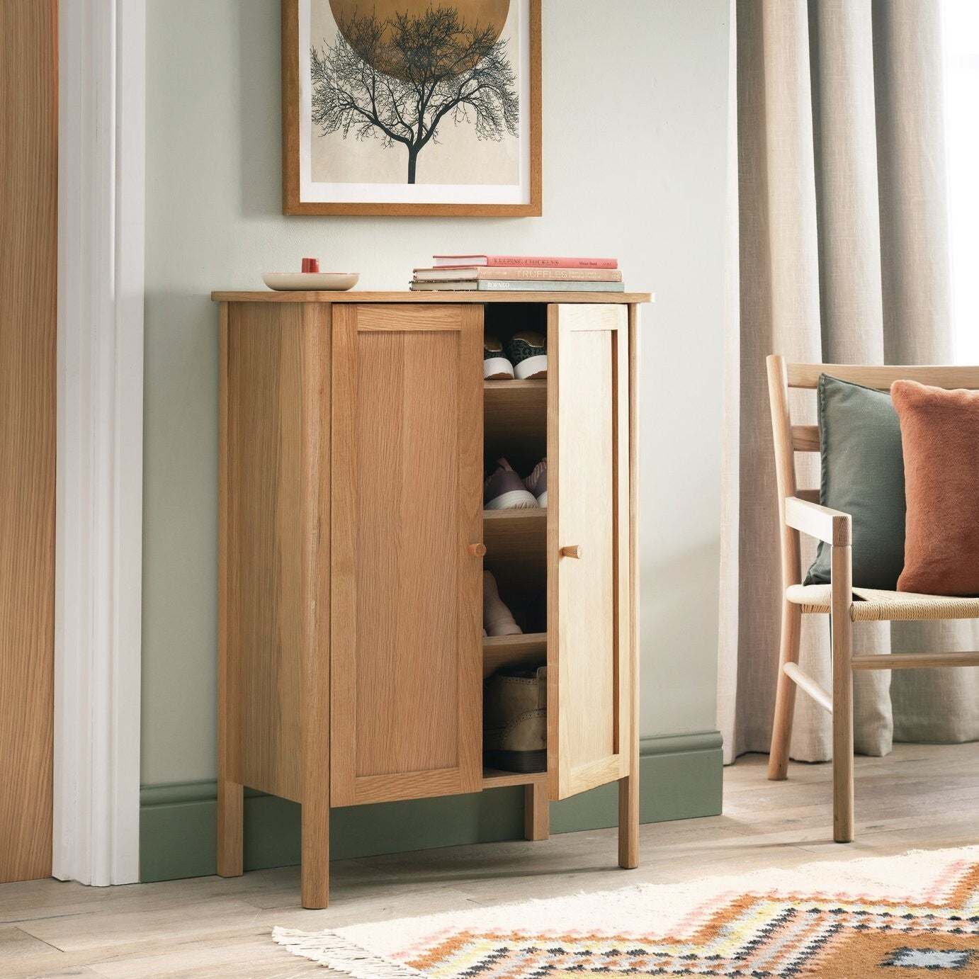 Kent 2 Door Shoe Storage Cabinet - Oak ( B Grade 33939 )