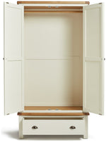 Home Kent 2 Door 1 Drawer Wardrobe - Cream and Oak | Warm Natural Aesthetic
