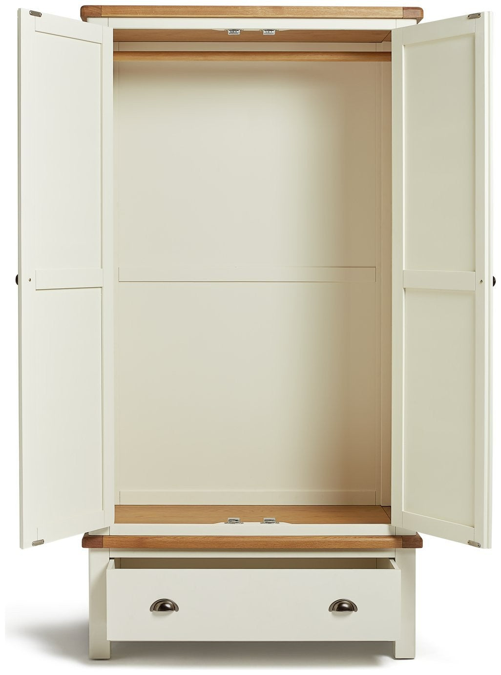 Home Kent 2 Door 1 Drawer Wardrobe - Cream and Oak | Warm Natural Aesthetic