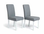 Home Pair of Tweed Fabric Dining Chairs - Grey | Soft Textured Upholstery